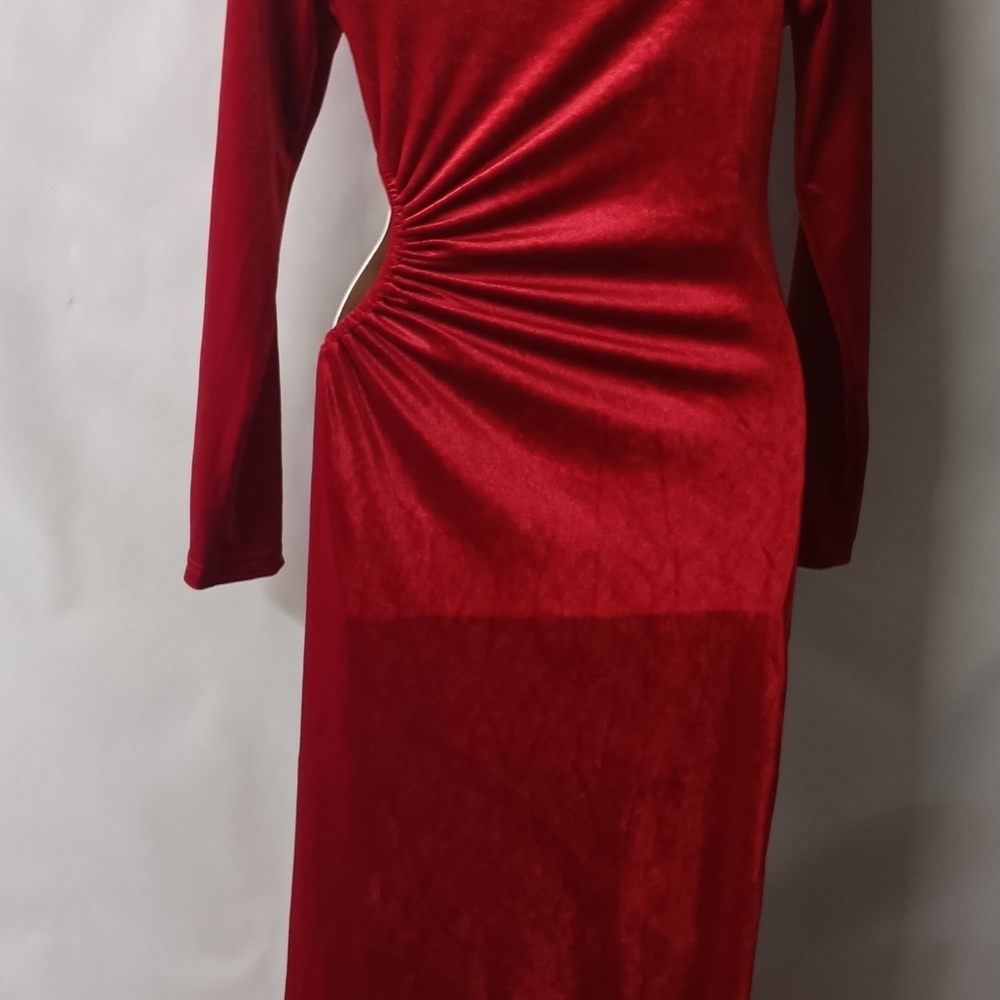 Luxurious Scarlet Velvet Gown - Picture 6 of 11